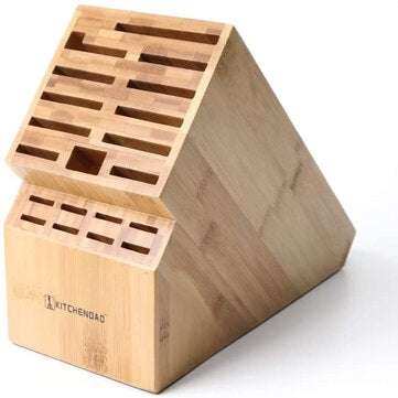 KITCHENDAO 20-hole Wood Oblique Insert Kitchen Steak Knife Utensil Holder Knife Storage Drier Tool