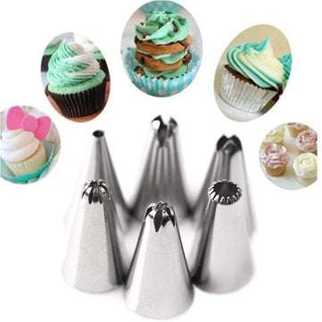 KC-PN15 7pc/set Silicone Icing Piping Cream Pastry Bag Stainless Steel Nozzle Sets Cake DIY De