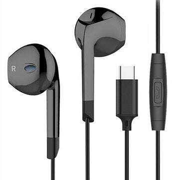 Langsdom V6T Type-C HiFi Connector Wired Control In-ear Earphone Headphone with M... (COLOR.: BLACK)