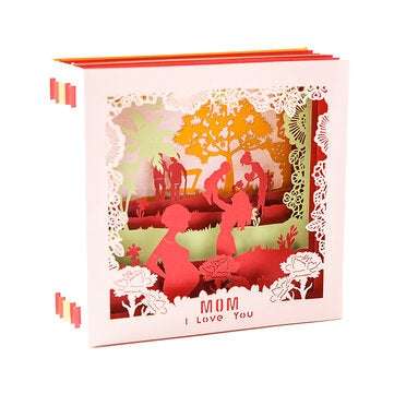 G2060W Creative 3D Mother`s Day Greeting Cards Paper Carving Handmade Cards Box Anniversary Birthday