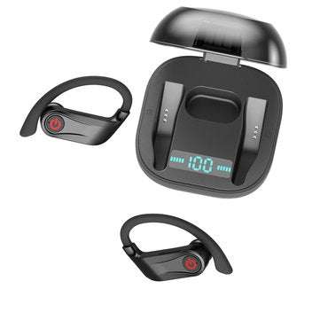 Q62 TWS bluetooth 5.0 Wireless Stereo Hanging Earphone Three Power Display Volume Control Sports Hea