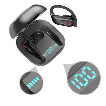 Q62 TWS bluetooth 5.0 Wireless Stereo Hanging Earphone Three Power Display Volume Control Sports Hea