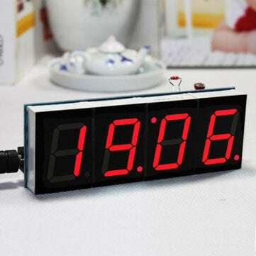 Geekcreit DIY 4 Digit LED Electronic Clock Kit Temperature Light Control ... (LIGHT: REDWITHOUTCASE)