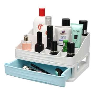 Multilayer Drawer Type Makeup Box Cosmetic Jewelry Storage Desktop Organizer Stora... (COLOR.: BLUE)