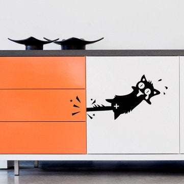 Honana Cartoon Clip to The Tail of A Cat Wall Sticker for Home Decor PVC Decals Doors Windows Car St