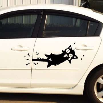 Honana Cartoon Clip to The Tail of A Cat Wall Sticker for Home Decor PVC Decals Doors Windows Car St