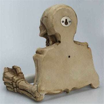 Halloween Creative Skull Statue Roll Paper Holder Wall Mount Resin Sculpture for Bathroom Decor