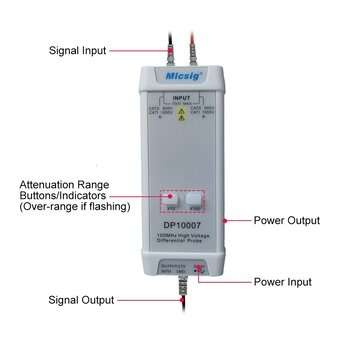 Micsig DP10007 Oscilloscope High Voltage Differential Probe 100MHz+70V Oscilloscope Probe Kit