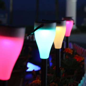 Garden Solar Power Colorful Changing LED Light Courtyard Lawn Path Stake Decoration Lamp