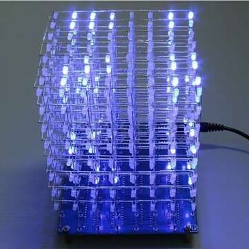 Geekcreit 8x8x8 LED Cube 3D Light Square Blue LED Flash Electronic DIY Kit