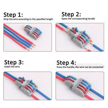 LT-422 Wire Connector 2 In 4 Out Wire Splitter Terminal Block Compact Wiring Cable Connector Push-in