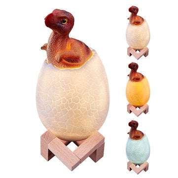 KL-02 Decorative 3D Oviraptor Dinosaur Egg Smart Night Light Touch Switch 3 Colors Change LED Nightl