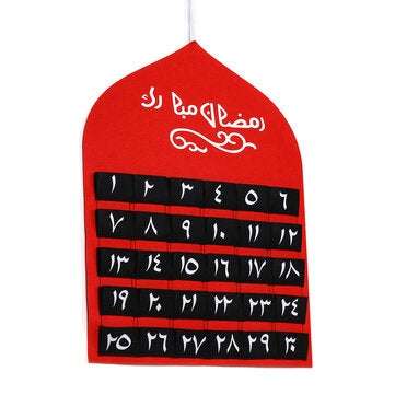 Kids Arabic MDF Ramadan Advent Calendar 30 Pockets Eid Mubarak DIY House Decor