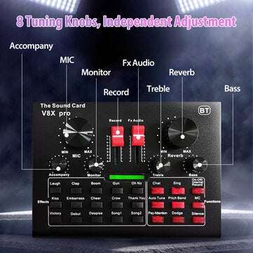 LEORY V8X Pro Karaoke KTV Professional Recording Live Bluetooth Sound Card