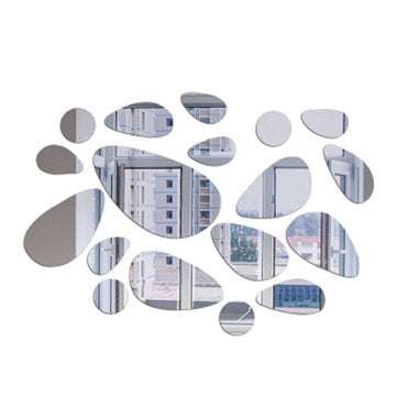 Honana DX-Y5 12Pcs Cute Silver DIY Pebble Shape Mirror Wall Stickers Home Wall B... (COLOR.: SILVER)