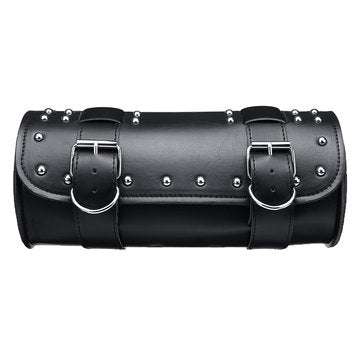 Motorcycle PU Leather Black Tool Bag Front Fork Handlebar Saddlebags Roll Barrel Style