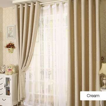 Honana WX-C13 Sky Star Blackout Curtains Thermal Insu... (COLOR.: CREAM | CURTAIN SIZE: 100CMX130CM)
