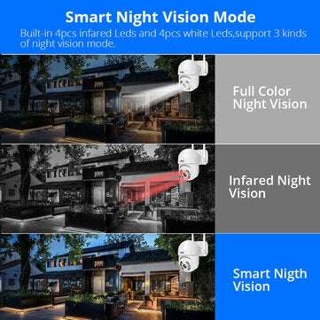 Hiseeu 3MP WiFi IP PTZ 1536p Dome ONVIF High Speed Security DSD Waterproof SD Card IP Camera Wireles