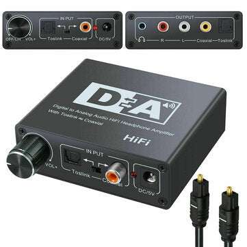 HIFI DAC Amp Digital To Analog Audio Converter Decoder 3.5mm AUX RCA Amplifier Adapter Toslink Optic
