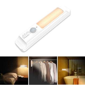 LUSTREON Wireless Smart PIR Motion Sensor LED Cabinet Night Light Battery Powered... (COLOR.: WHITE)