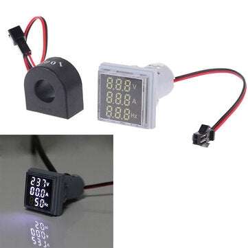 Geekcreit 3 in 1 AC 60-500V 100A Voltmeter Ammeter HZ Hertz Frequency Meter 22m... (COLOR.: WHITE)