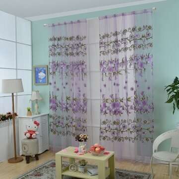 Honana WX-C10 Fashion Transparent Tulle Curtains Win... (COLOR.: PURPLE | CURTAIN SIZE: 100CMX270CM)