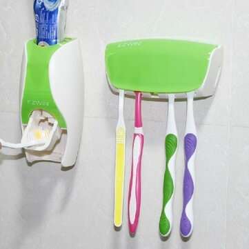 Honana BX-115 Bathroom Automatic Toothpaste Dispenser Squeezer Toothbrush Holder ... (COLOR.: GREEN)