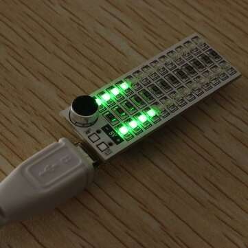 Geekcreit 2x13 USB Mini Spectrum LED Board Voice Control Sensitivity Adjustable (COLOR.: GREEN)