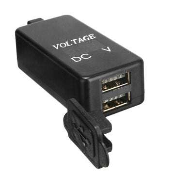 Motorcycle SAE to USB Cable Adaptor Dual USB Cell Phone Charger Voltmeter HI