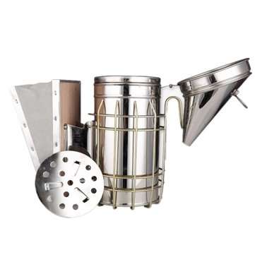 Galvanized Sheet Bee Hive Smoker with Heat Shield Beekeeping Equipment