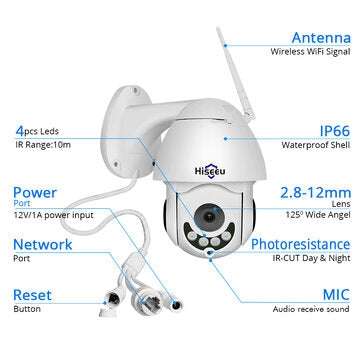 Hiseeu WHD702A 1080P 5X Zoom WIFI IP Webcam Two-way Audio Camera Waterproof IP66