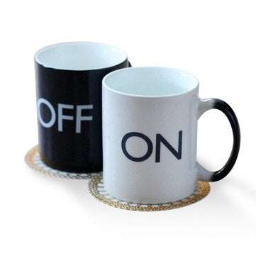 OFF-ON Changing Mug Magical Chameleon Coffee Color Changing Cup Temperature Sensing Novelty Gift 325