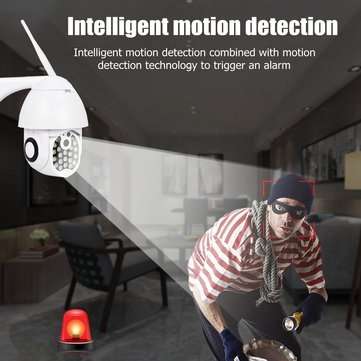 GUUDGO 21 LED IP Camera 8X Zoom WiFi Dome Surveillance Camera Full Color Night Vision IP66 Waterproo