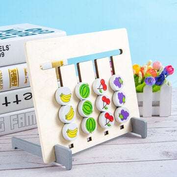 Funny Double-sided Color Fruit Matching Game Children Wooden Montessori Toys Logical Reasoning Train
