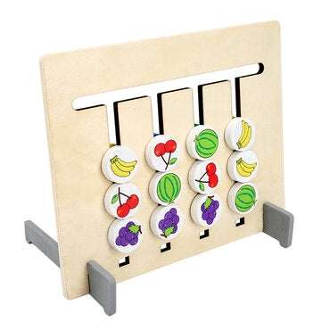 Funny Double-sided Color Fruit Matching Game Children Wooden Montessori Toys Logical Reasoning Train