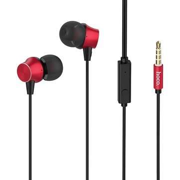 HOCO M51 3.5mm Wired Control Earphone Metal Deep Bass Stereo Earbuds In-ear Sport H... (COLOR.: RED)