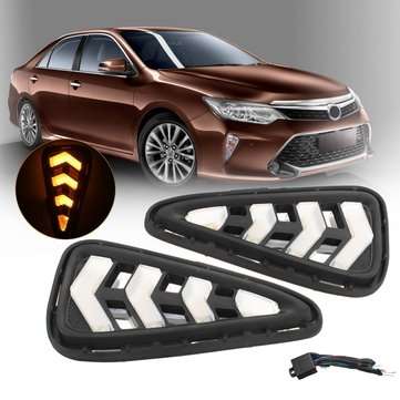 Pair Front Car LED DRL Daytime Running Lights Fog Lights Lamps for Toyota Camry 2015-2017