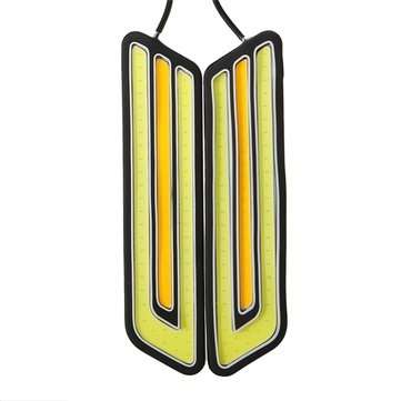 Pair U Shape 800LM White & Yellow COB LED DRL Daytime Running Fog Turn Signal Light