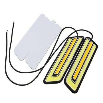 Pair U Shape 800LM White & Yellow COB LED DRL Daytime Running Fog Turn Signal Light
