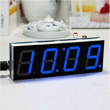 Geekcreit DIY 4 Digit LED Electronic Clock Kit Temperature Light Control... (LIGHT: BLUEWITHOUTCASE)