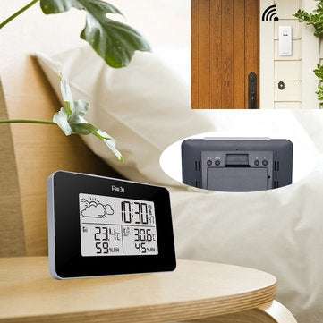 FanJu FJ3364 Digital Alarm Clock Weather Station Wireless Sensor Hygrometer Thermometer Multi-functi