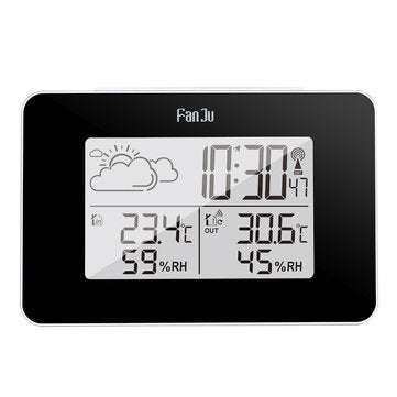 FanJu FJ3364 Digital Alarm Clock Weather Station Wireless Sensor Hygrometer Thermometer Multi-functi