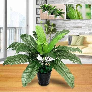 Lifelike Artificial Silk Boston Fern Bush Potted Plant Tree Home Office Decor