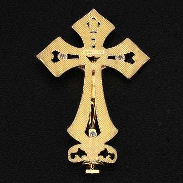 Metal Alloy Jesus Christ Cross Golden Arrangement Vintage Statue Table Decor Box Decorations