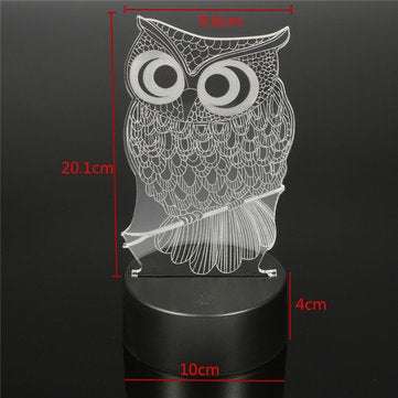 Owl 3D LED Color Change Night Light USB Charge Table Desk Lamp Decorations With Remote Controller