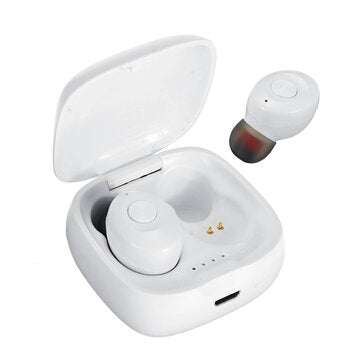 Mini TWS True Wireless bluetooth 5.0 Earphone 5D Stereo IPX5 Waterproof Headphone... (COLOR.: WHITE)