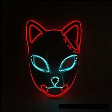 Ghost Blade Japanese Style Animation Dance Mask Halloween Cool Light Line Fox Face EL Mask