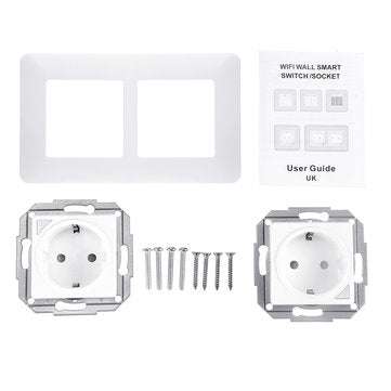Dual DE EU WiFi Smart Light Wall Switch Socket Outlet Smart Life Tuya Wireless Remote Control Work w