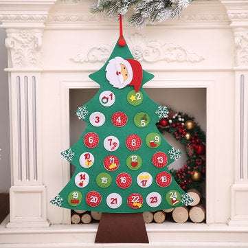 Felt Countdown to Christmas Advent Calendar Xmas Tree Gift Wall Hanging Decorations