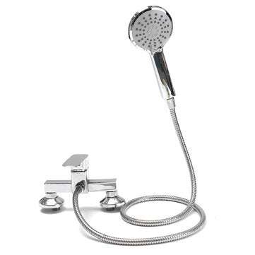 Modern Style Wall Mount Chrome Bathroom Faucet Hot Cold Mixer Tap + Shower Head
